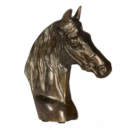 Dekorasjon Dyr Hestehode Brent Messing 18x7x21cm