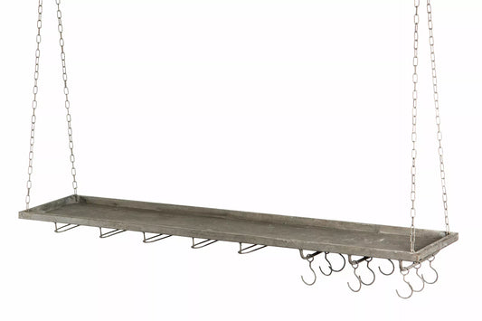 Hengende hylle med kroker og vinglassholder 120 cm