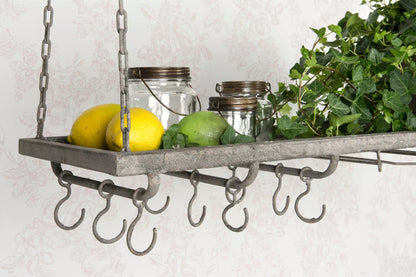 Hengende hylle med kroker og vinglassholder 120 cm