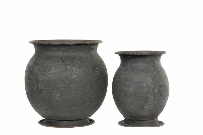 Utendørs Blomsterpotte Vase Rund Metall 2-pack SALG