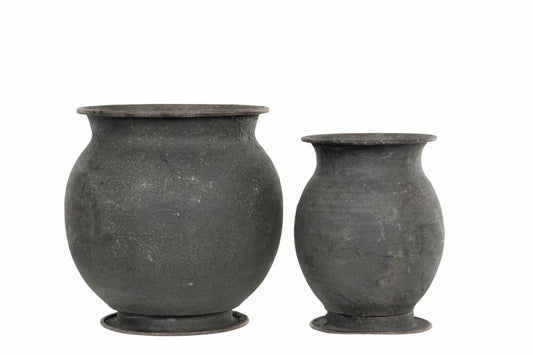 Utendørs Blomsterpotte Vase Rund Metall 2-pack