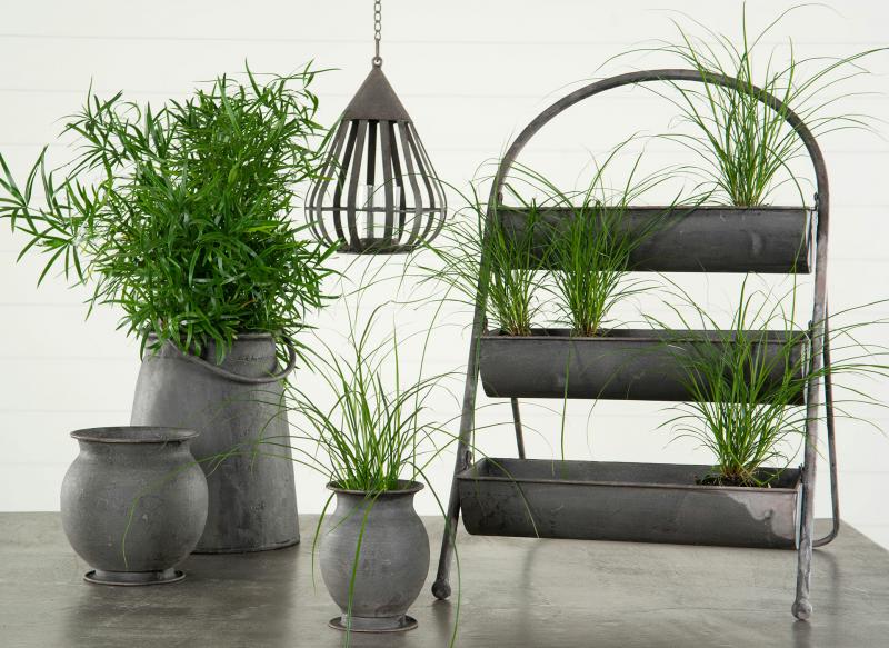 Utendørs Blomsterpotte Vase Rund Metall 2-pack SALG