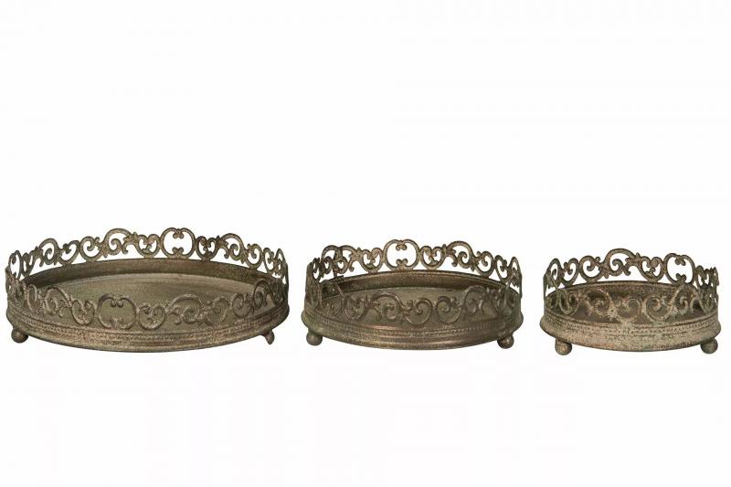 Dekorativt Fat Metall Grønn 25x6,5cm 3-pa k SALG