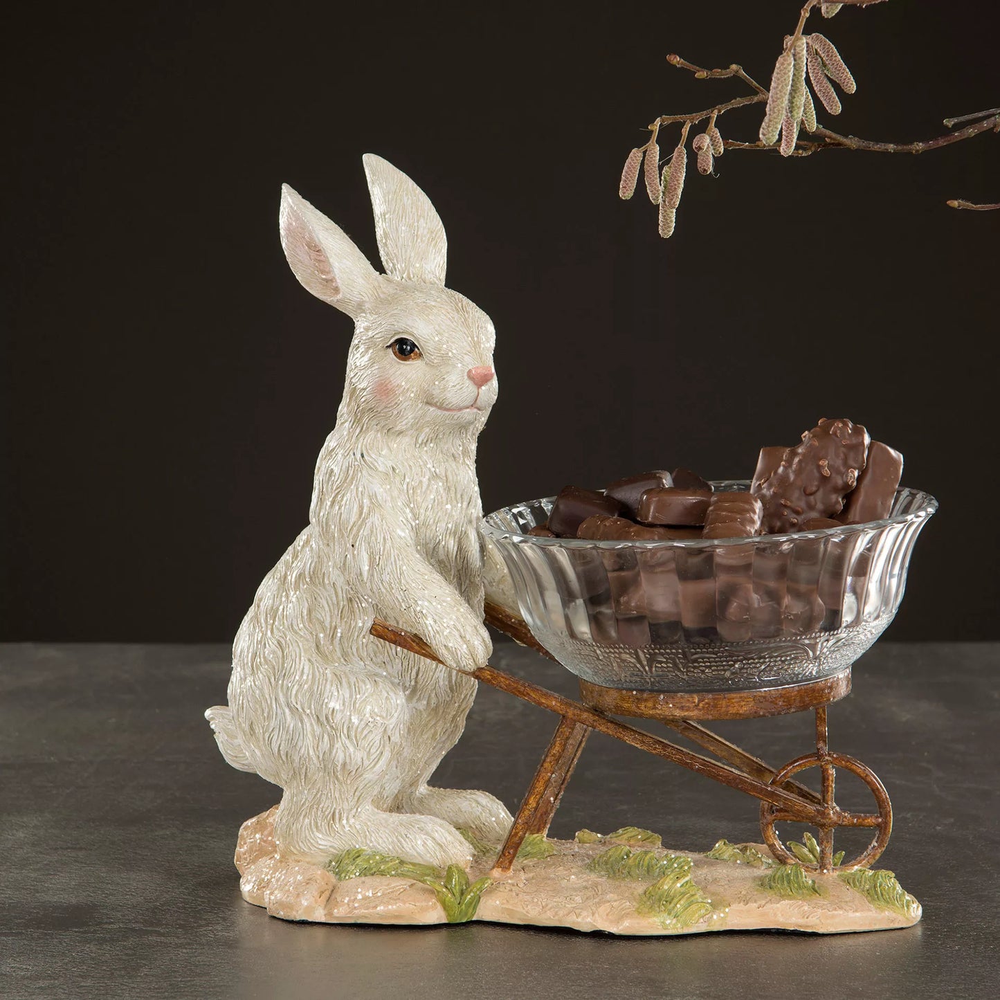 Påskepynt Hare med skål 30 cm