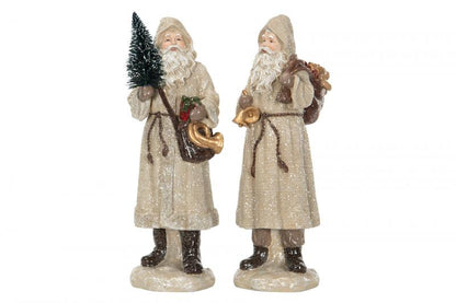 Innendørs Julepynt Julenisse / Jute Glitter Poly Mix 10,5x9,5x34cm 2-pack