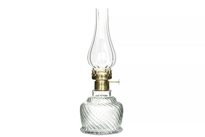 Lyslykt for Telys Clear Stripe Gold Ø12x34cm