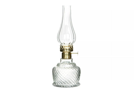 Lyslykt for Telys Clear Stripe Gold Ø12x34cm