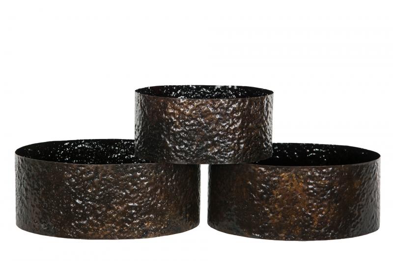 Blomsterpotte Blomsterkrukke Ru Oval 3-pack - antikk brun