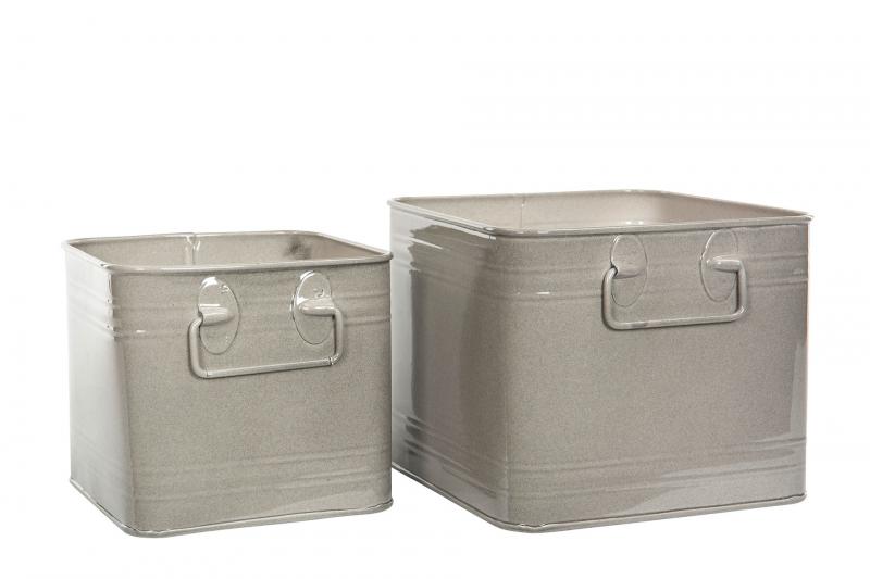 Blomsterpotte Blomsterkrukke Emalje sand 20x17cm 2-pack
