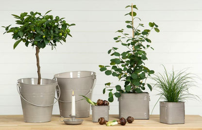 Blomsterpotte Blomsterkrukke Emalje sand 20x17cm 2-pack