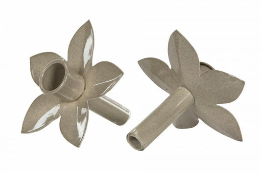 Lysestake Kronelys Flaske Emalje Sand Ø9,5x8cm 4-pack