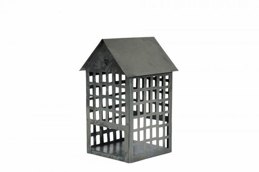 Lysestake Fyrtårn Metall Gammel Grå 10x11x17,5cm