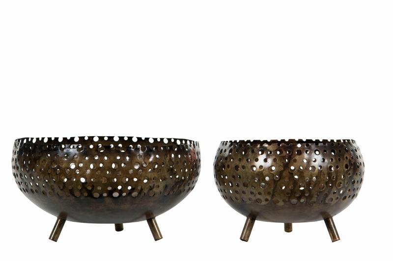 Lyslykt Twinkle Fot Antikk Brun Ø20x11cm 2-pack SALG