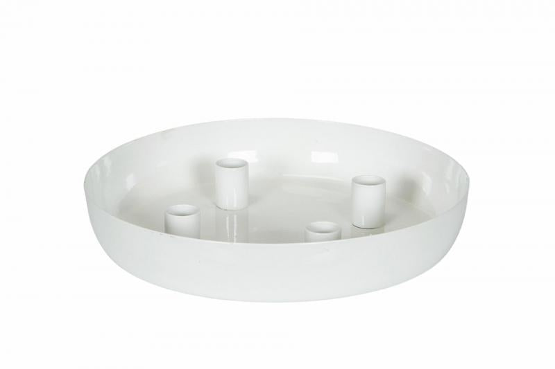 Lysestake 4 Kronelys Hvit Skjell Ø27x4cm SALG
