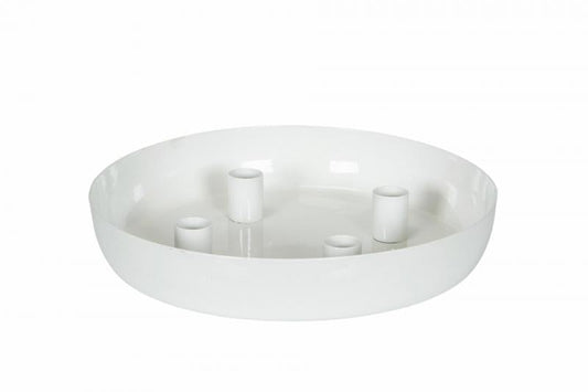 Lysestake 4 Kronelys Hvit Skjell Ø27x4cm