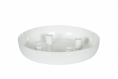 Lysestake 4 Kronelys Hvit Skjell Ø27x4cm
