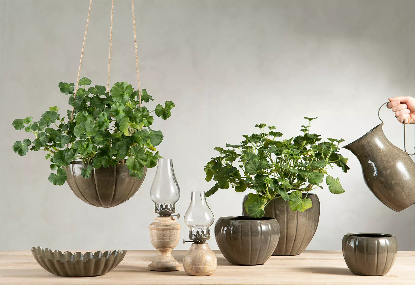 Lyslykt for Telys Lea Tre Antikk Oliven