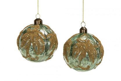 Juletrepynt Glasskule Mystic Grønt Gull 8cm 4-pack