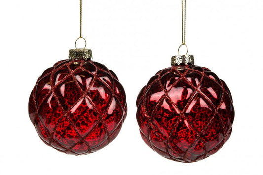 Juletrepynt Glasskule Ruby Vinrød 8cm 4-pack