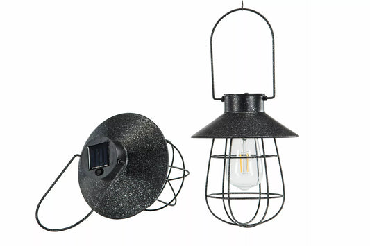 Hagebelysning Soldrevet Solcelle Led Hengende Sort 17x22cm