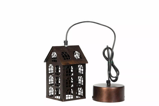 Taklampe Hus Antikk Brun 11,5x12,5x20,5cm