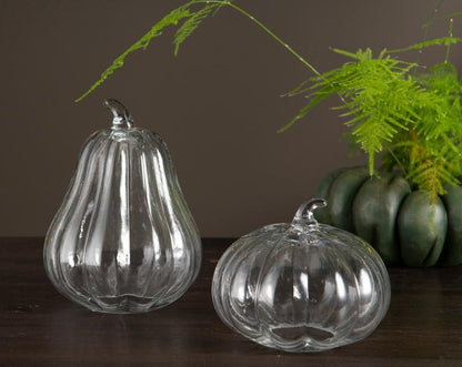 Dekorasjon Gresskar Glass rund klar 14,5x12cm