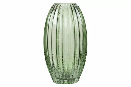 Dekorativ Vase Glass Cane Grønn Ø16x8x28cm