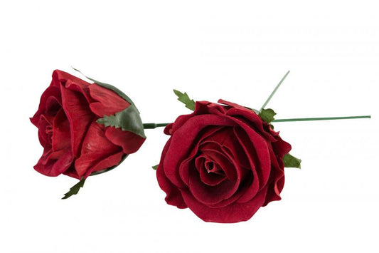 Pynt Tøyrose Vannfast Mørk Rød 6cm 2-pack