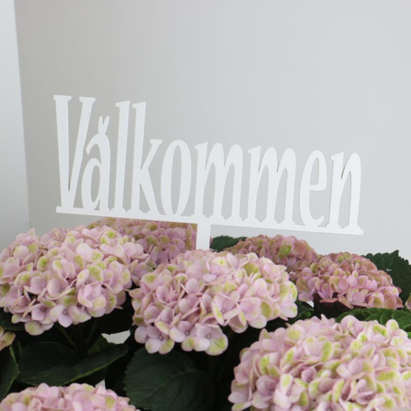Pynt Velkommen stick - hvit