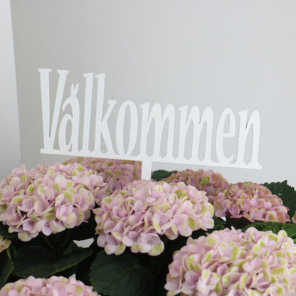 Pynt Velkommen stick - hvit