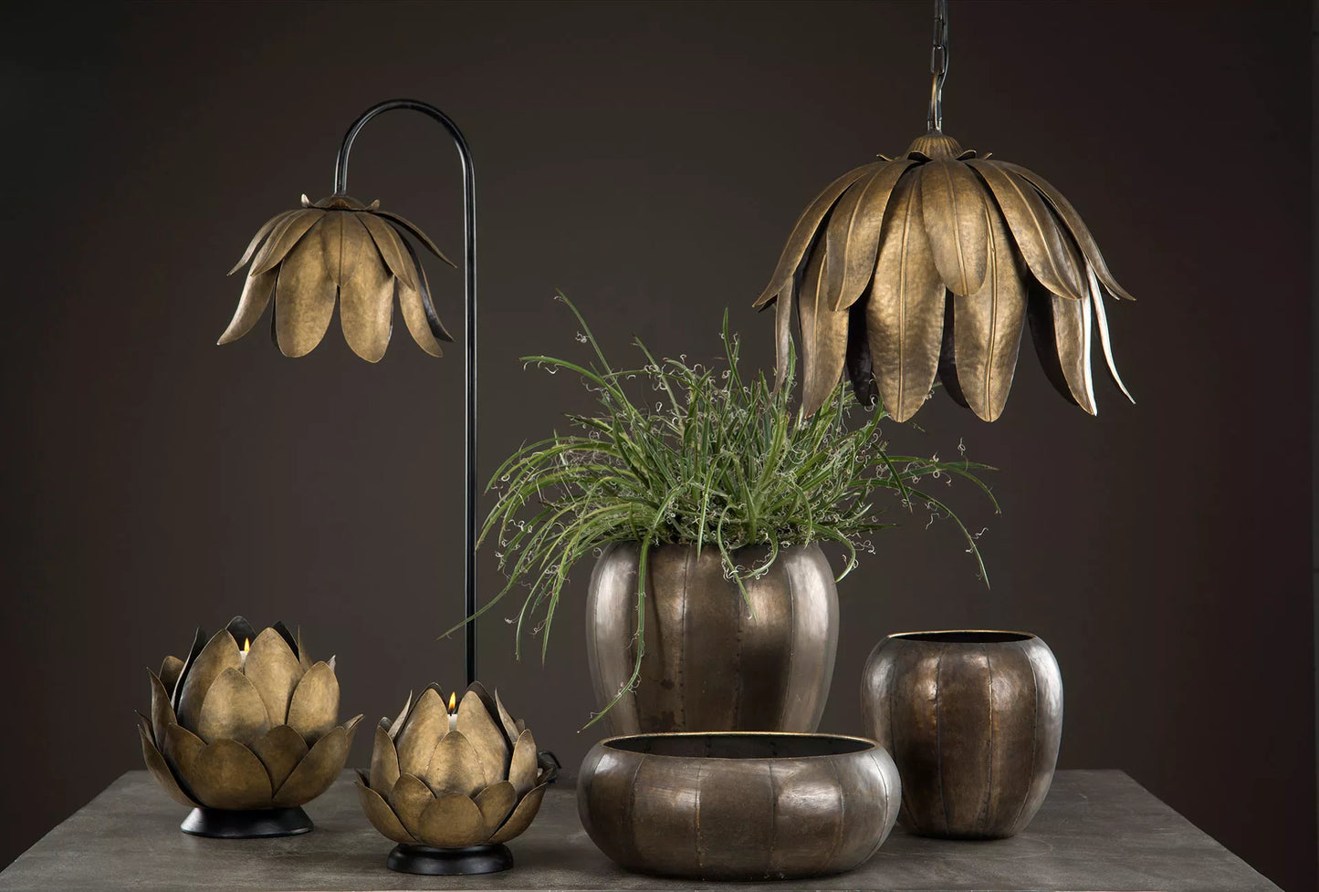 Bordlampe Vannlilje Svart / Messing