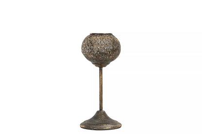 Lyslykt Saga Leaf Gyldenbrun 12,5x28cm