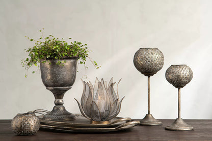 Lyslykt Saga Leaf Gyldenbrun 12,5x28cm