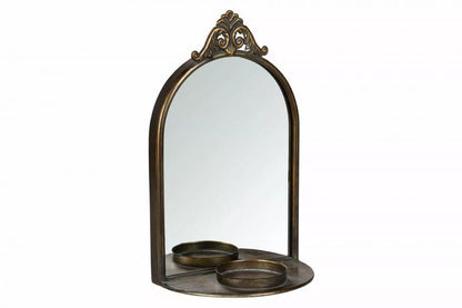 Lysestake Vegg med speil Antik Messing 20,5x12x33cm