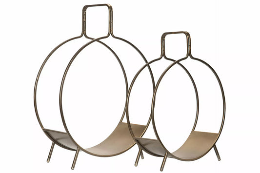 Vedstativ 2-pack Rund Antik Champagne