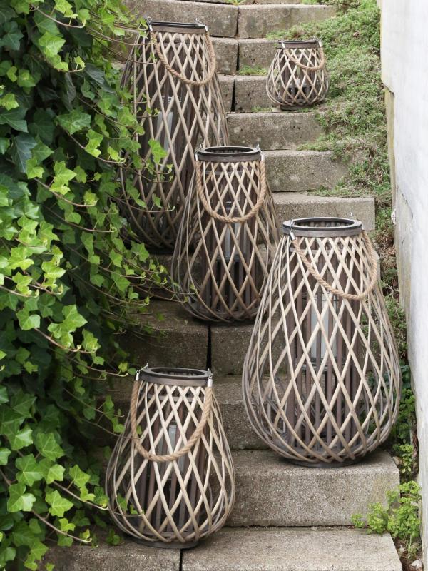Lyslykt i kurv H60 / Ø40 cm naturlig 1 stk SALG