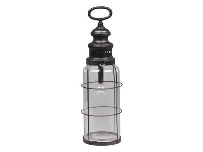 Lyslykt Fransk stalllykt m/lyspære - timer H42 / Ø12 cm antikk kull 1 stk