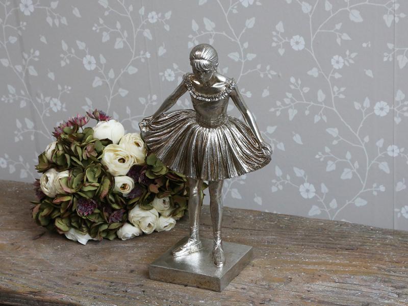 Dekorasjon Ballerina H39 / L23 / B13 cm antikk sølv SALG
