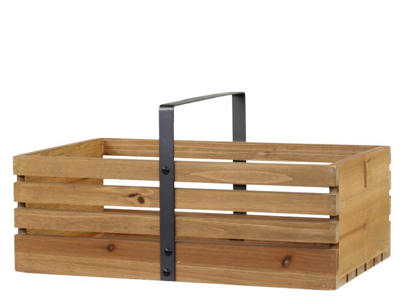 Dekorativ Eske Eplekasse håndtak H20,5 / L40 / B25 cm natur