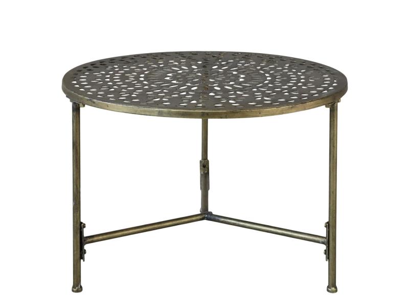 Sidebord mønster H42 / Ø60,5 cm antikk messing SALG