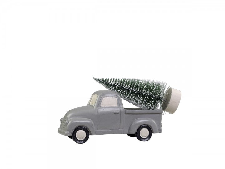 Innendørs julepynt Bil juletre grå 8,5x14,5 cm SALG