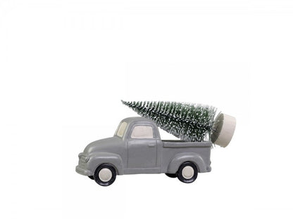 Innendørs julepynt Bil juletre grå 8,5x14,5 cm SALG