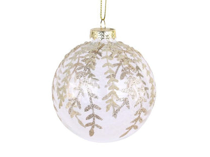 Juletrepynt Julekule glitter Glass Ø8 cm klar 4-pack SALG