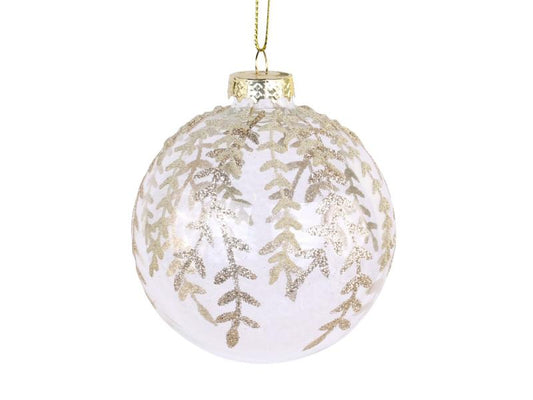 Juletrepynt Julekule glitter Glass Ø8 cm klar 4-pack SALG