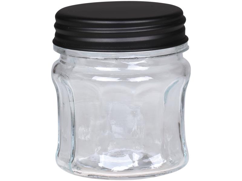 Dekorativ Flaske Krukke  Oppbevaringsglass spor og svart lokk H11 / Ø9 cm SALG