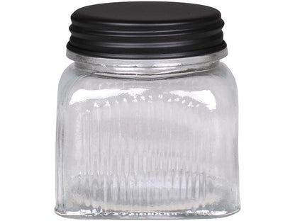 Dekorativ Flaske Krukke  Oppbevaringsglass spor og svart lokk H11,5 / Ø13,5 cm