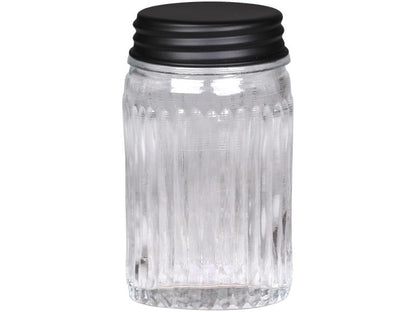 Dekorativ Flaske Krukke  Oppbevaringsglass spor og svart lokk H14 / Ø8 cm