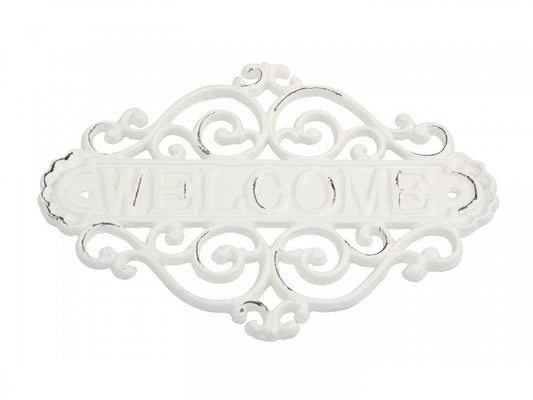 Dekorasjon Skilt "Welcome" H20 / L28 / B5 cm antikk krem