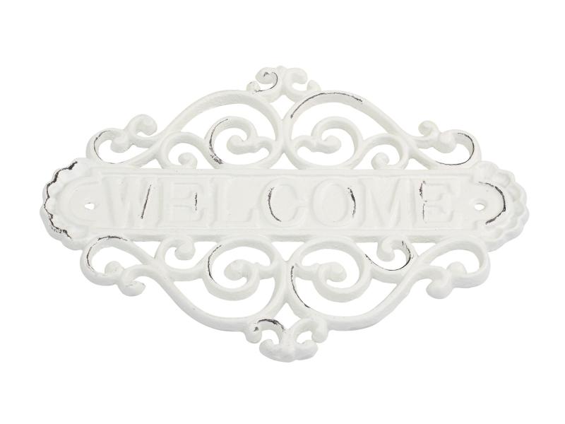 Dekorasjon Skilt "Welcome" H20 / L28 / B5 cm antikk krem SALG
