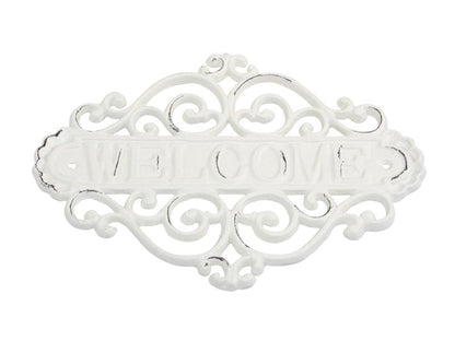 Dekorasjon Skilt "Welcome" H20 / L28 / B5 cm antikk krem SALG